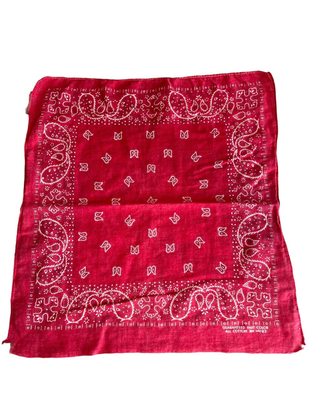 Vintage Fast Color Selvedge Edge Rare Red Paisley Print Bandana